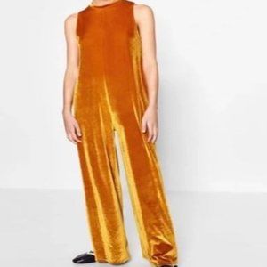 ZARA Velvet Wide Leg Jumpsuit